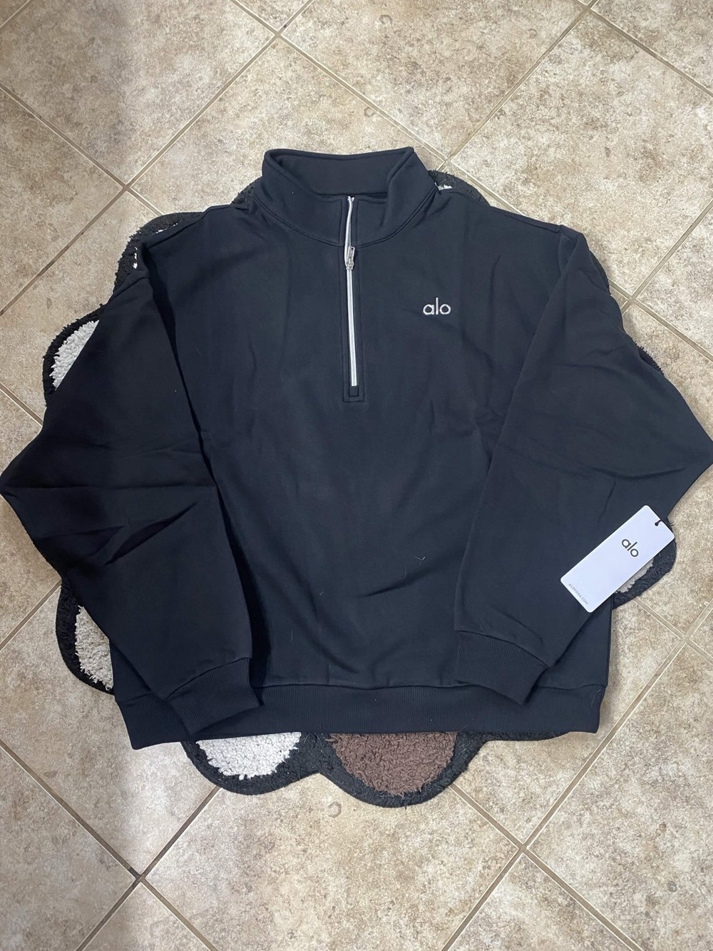 AUTHENTIC ALO Yoga Men's Black Half-Zip Pullover Sweatshirt